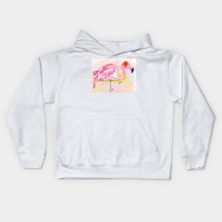 Pretty Pink Flamingo Bird Kids Hoodie